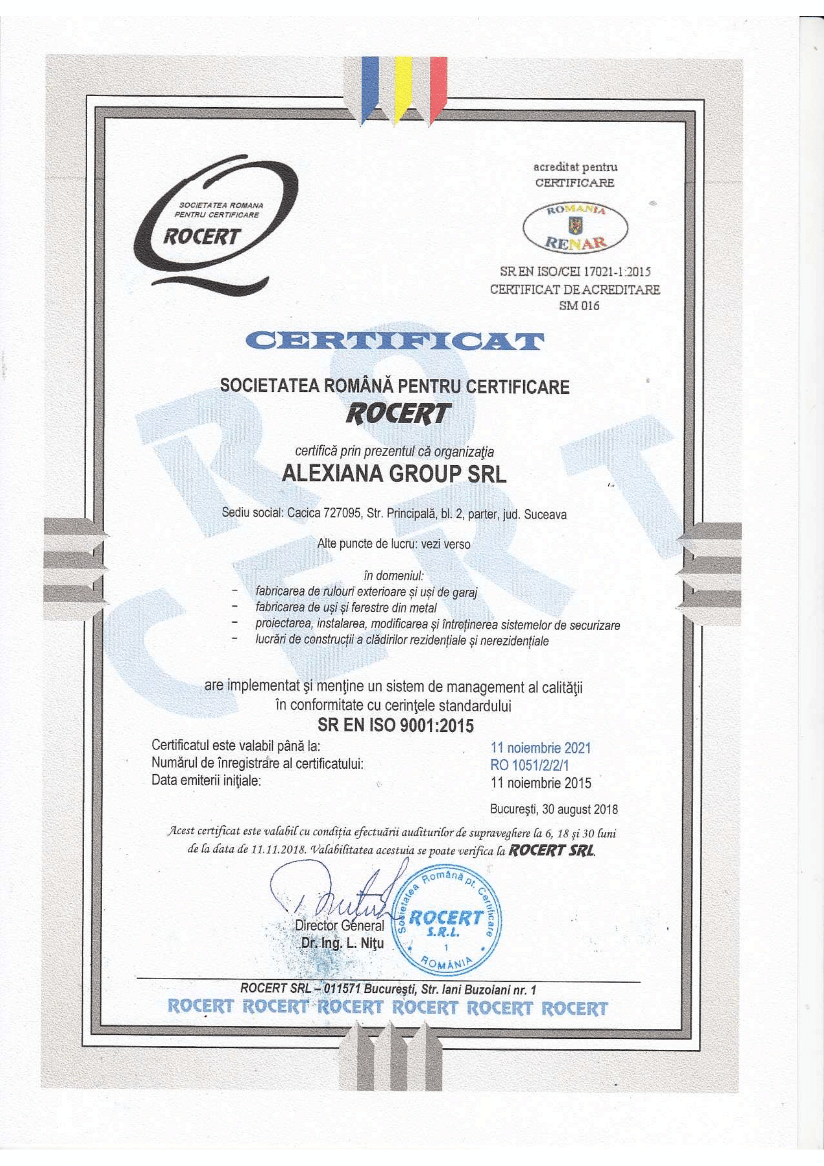 Certificat ISO 9001